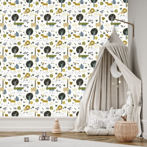 Tapeta Lwy, Drzewa, Liście, Kropki, Pokój Chłopca