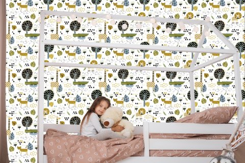 Tapeta Lwy, Drzewa, Liście, Kropki, Pokój Chłopca