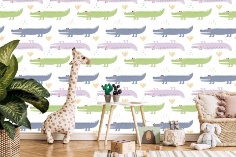 Tapeta Pastelowe Krokodyle, Rośliny, Pokój Chłopca