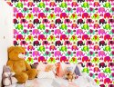 Tapeta W Kolorowe Słonie, Serduszka, Pokój Dziecka