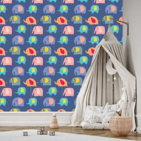 Tapeta W Kolorowe Słonie, Zwierzęta, Pokój Chłopca