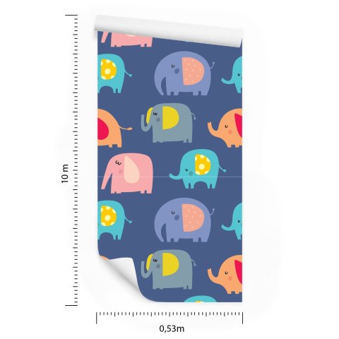 Tapeta W Kolorowe Słonie, Zwierzęta, Pokój Chłopca