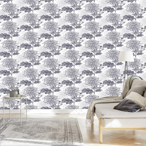 Tapeta Czarno-Białe Chryzantemy