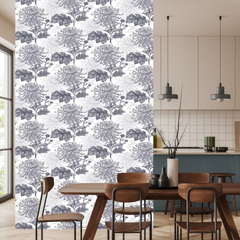 Tapeta Czarno-Białe Chryzantemy