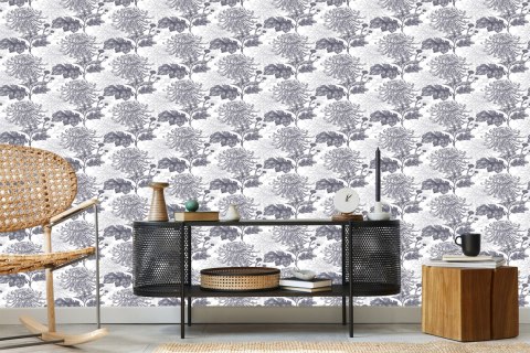 Tapeta Czarno-Białe Chryzantemy