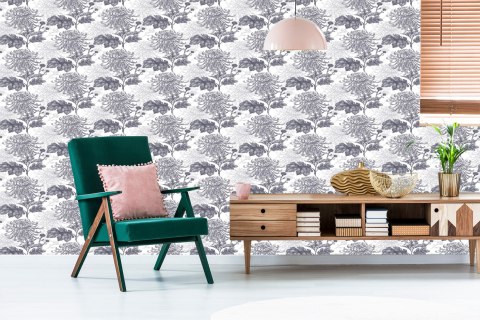 Tapeta Czarno-Białe Chryzantemy