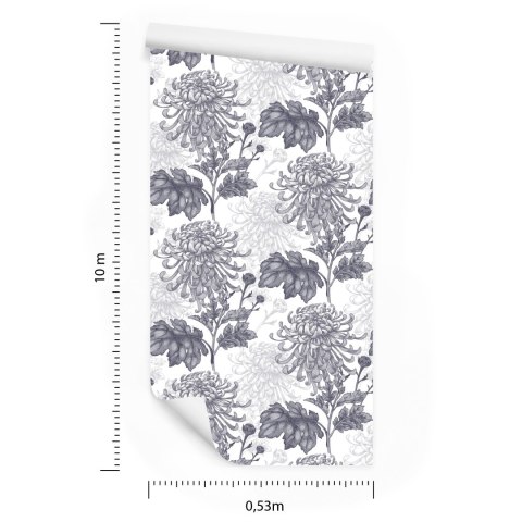 Tapeta Czarno-Białe Chryzantemy