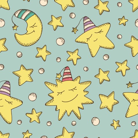 Tapeta Dla Dzieci - Gwiazdki I Księżyce