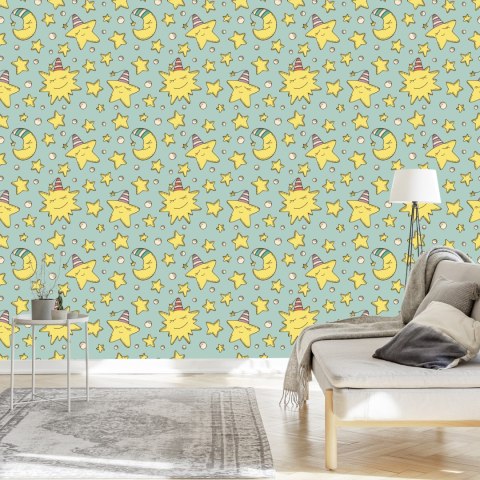 Tapeta Dla Dzieci - Gwiazdki I Księżyce