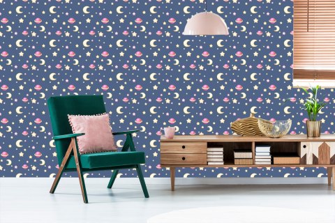 Tapeta Dla Dzieci - Gwiazdki, Księżyce I Planety