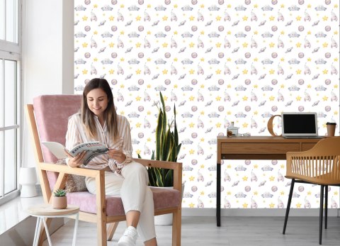 Tapeta Dla Dzieci - Gwiazdki, Planety, Rakiety