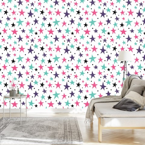 Tapeta Dla Dzieci - Kolorowe Gwiazdki I Kółka