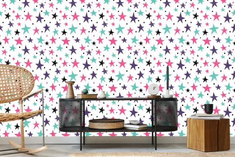 Tapeta Dla Dzieci - Kolorowe Gwiazdki I Kółka