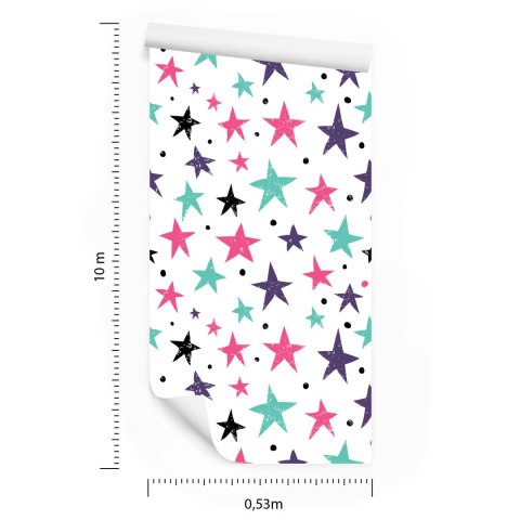 Tapeta Dla Dzieci - Kolorowe Gwiazdki I Kółka