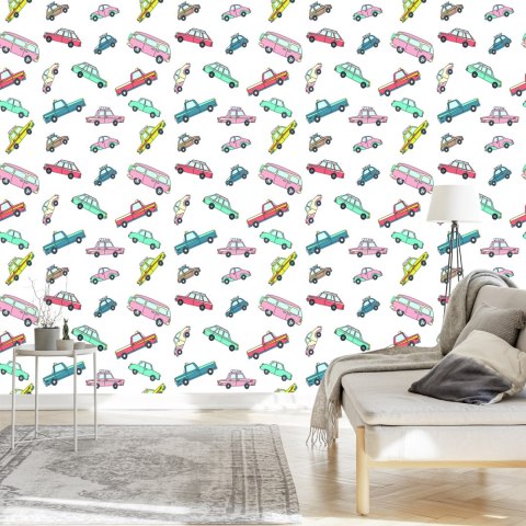 Tapeta Dla Dzieci - Kolorowe Retro Samochody