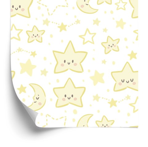 Tapeta Dla Dzieci - Uśmiechnięte Gwiazdki I Księżyce