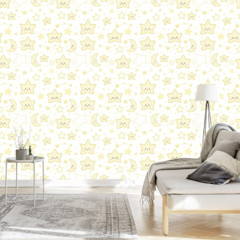 Tapeta Dla Dzieci - Uśmiechnięte Gwiazdki I Księżyce