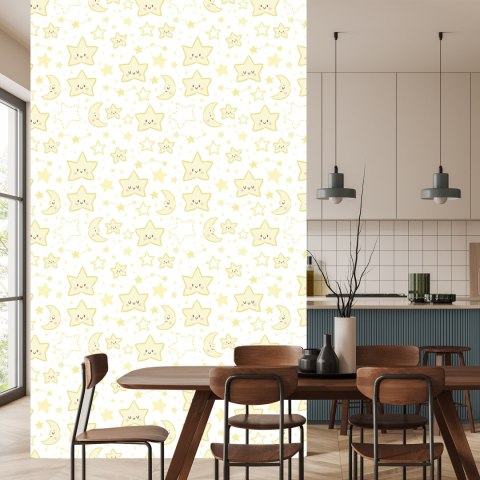 Tapeta Dla Dzieci - Uśmiechnięte Gwiazdki I Księżyce