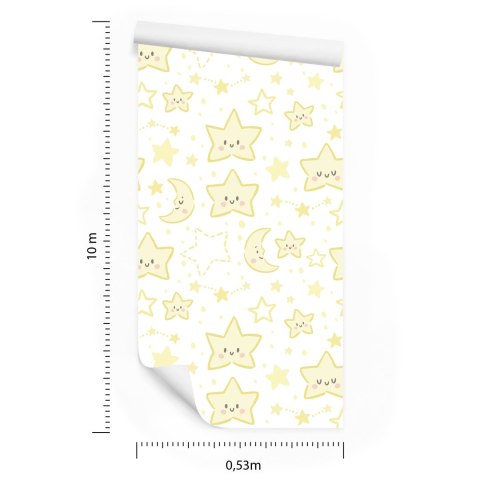 Tapeta Dla Dzieci - Uśmiechnięte Gwiazdki I Księżyce