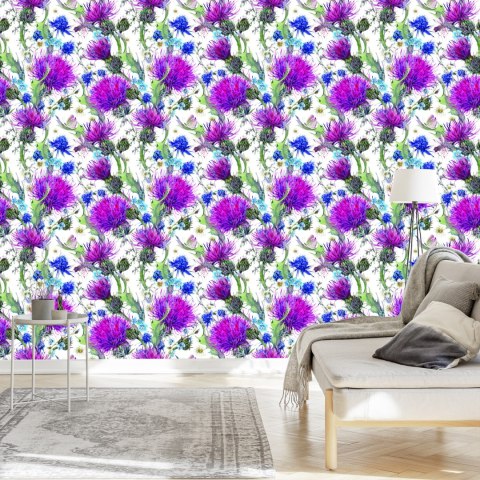 Tapeta Do Jadalni Kwiaty Rośliny Liście Ważka Łąka