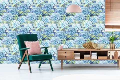 Tapeta Hortensja Z Liśćmi