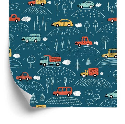 Tapeta Kolorowe Auta, Drzewa, Do Pokoju Dziecka
