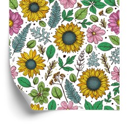 Tapeta Kolorowe Słoneczniki Z Roślinami