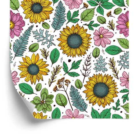 Tapeta Kolorowe Słoneczniki Z Roślinami