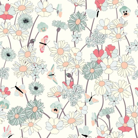 Tapeta Polne Kwiaty Z Motylami