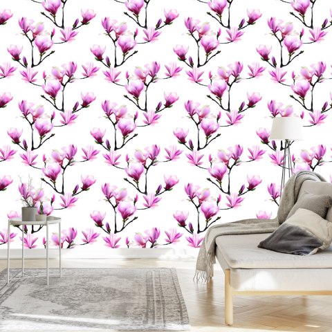 Tapeta Różowe Kwiaty Magnolii