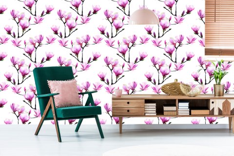 Tapeta Różowe Kwiaty Magnolii
