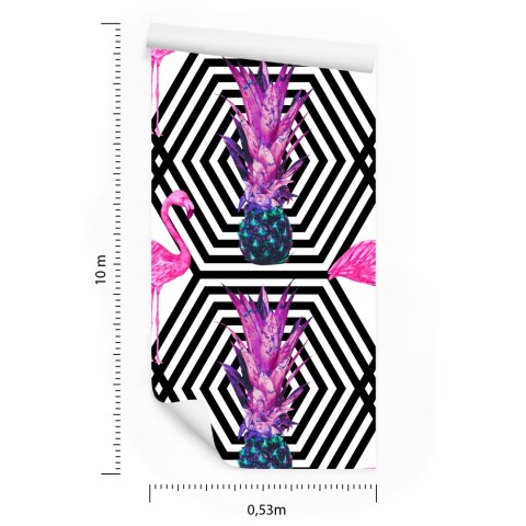 Tapeta Ananasy I Flamingi