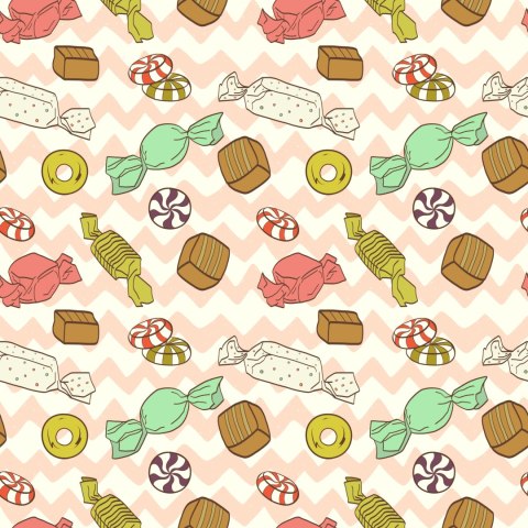 Tapeta Cukierki Na Tle Zygzaków