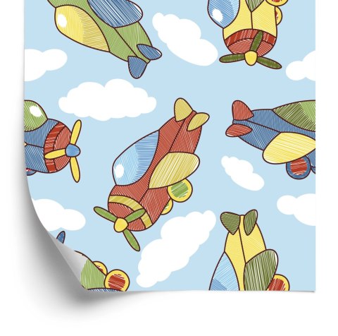 Tapeta Kolorowe Bajkowe Samoloty Z Chmurami