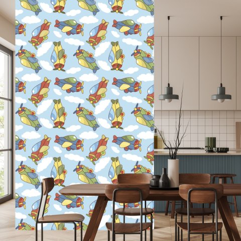 Tapeta Kolorowe Bajkowe Samoloty Z Chmurami