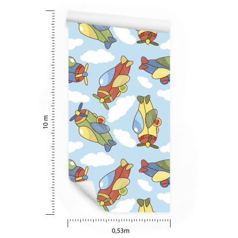 Tapeta Kolorowe Bajkowe Samoloty Z Chmurami