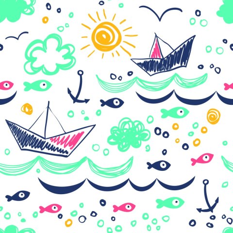 Tapeta Kolorowe Rysowane Łódki