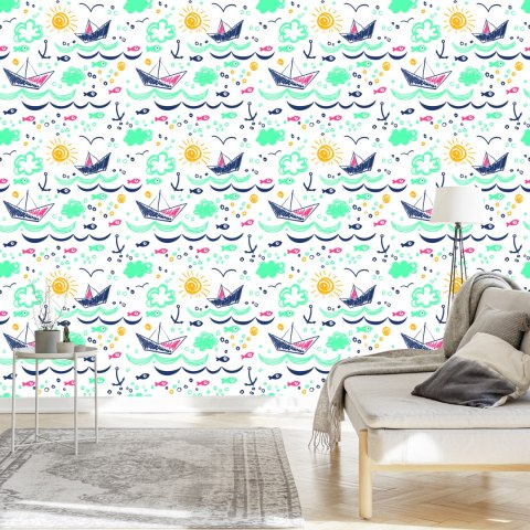 Tapeta Kolorowe Rysowane Łódki