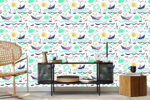 Tapeta Kolorowe Rysowane Łódki