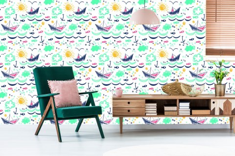 Tapeta Kolorowe Rysowane Łódki