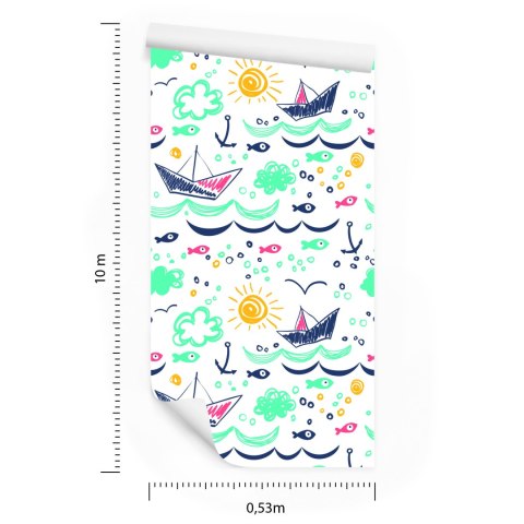 Tapeta Kolorowe Rysowane Łódki