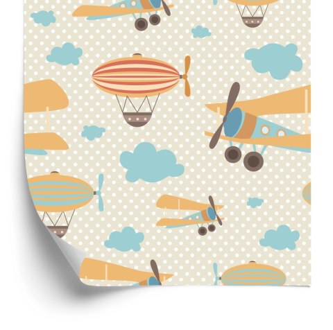 Tapeta Kolorowe Samoloty Chmury, Do Pokoju Dziecka