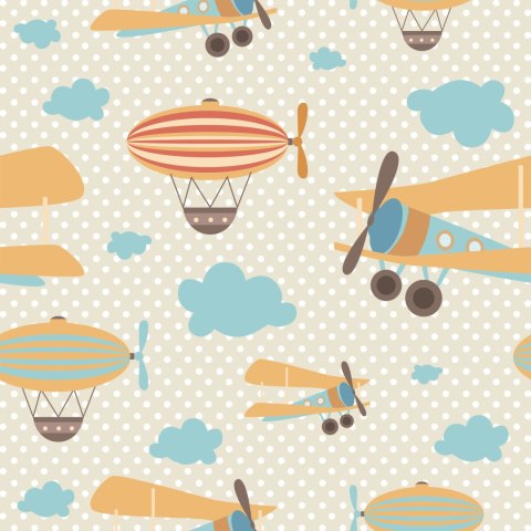 Tapeta Kolorowe Samoloty Chmury, Do Pokoju Dziecka