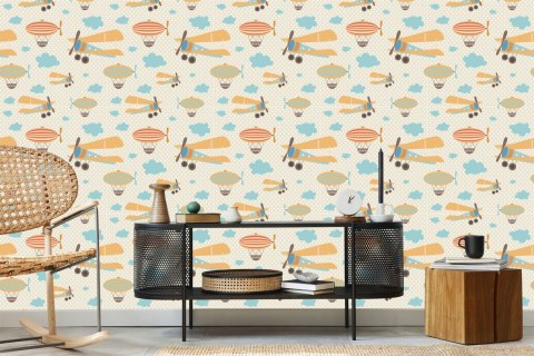 Tapeta Kolorowe Samoloty Chmury, Do Pokoju Dziecka