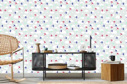 Tapeta Kolorowe Samoloty Pośród Chmur