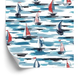 Tapeta Malowane Żaglówki Na Morzu