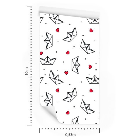 Tapeta Papierowe Łódki Z Serduszkami