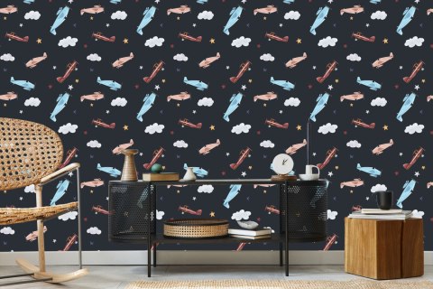 Tapeta Retro Samoloty Malowane Akwarelą