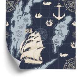 Tapeta Statki Na Mapie Skarbów Vintage