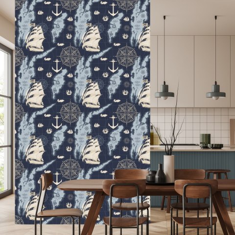 Tapeta Statki Na Mapie Skarbów Vintage